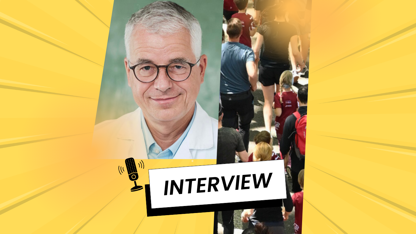 Zoom: Die Stiftung KinderInsel Bern ist stolze Charity Partnerin des Grand Prix Bern für die Jahre 2026 und 2027. Foto der Laufgruppe von Prof. Dr. Steffen Berger, Stiftungsratspräsident und Klinikdirektor Kinderchirurgie